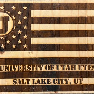 Custom Wood-Burned College Team Flag | Personalized Campus & Game Day Decor