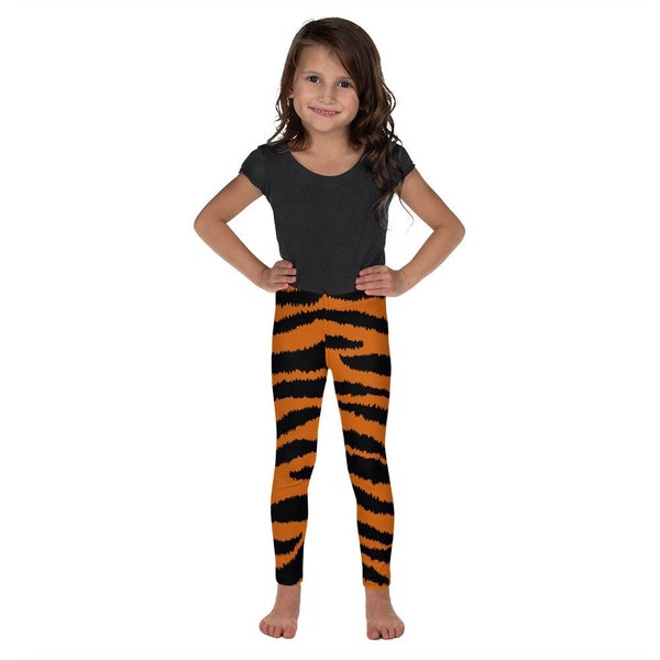 Girl Tiger Costume, Kids Halloween Tiger Print Leggings Costume, Kid's Leggings, Toddler Leggings, Girls Safari Tights, Yoga Leggings
