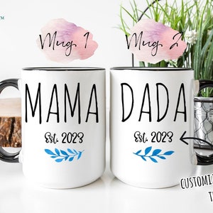 Its a Boy Parents Gift, New Parents Gift, MAMA DADA Mugs, Expecting New Parents Mugs, Pregnancy Reveal Mugs, Push Present, Baby Announcement