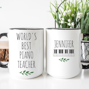 Piano Teacher Gift, Piano Mug, Pianist Gift, Piano Teacher Mug, World's Best Piano Teacher, Personalized Music Teacher Gift, Piano Gift