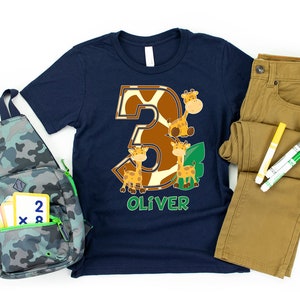 PERSONALIZED 3rd Birthday Boy Safari Shirt, 3 Year Old Giraffe Shirt, 3rd Jungle Shirt, Third Birthday Toddler Happy Birthday Outfit