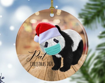 Panda Ornament, Personalized Christmas Ornament, Boys and Girls Ornament 2023, Wild Animal Kids Ornament, Panda With Mask Ornament Gifts