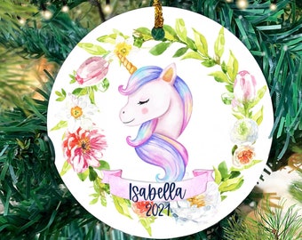 Unicorn Ornament, Unicorn Christmas Ornament, Personalized Unicorn Ornament, Unicorn Tree Ornament, Cute Custom Unicorn Ornament Gift