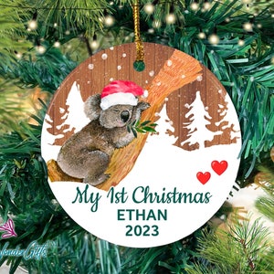 My First Christmas Ornament, Baby Boy First Christmas Ornament Personalized, Koala Ornament, Baby&#39;s First Christmas, 1st Christmas Ornament
