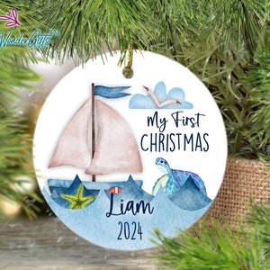 My First Christmas Ornament, Nautical Baby First Christmas Ornament, Personalized Baby 1st Christmas, Babys 1st Christmas, Baby Boy Ornament
