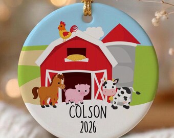 Farm Animal Ornament - Personalized Grandkids Keepsake Decoration Custom Barn Animal Farmhouse Decor