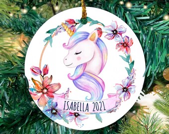 Unicorn Ornament, Unicorn Christmas Ornament, Personalized Unicorn Ornament, Unicorn Tree Ornament, Cute Unicorn Gift, Baby Shower Gift