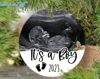 Ultrasound Ornament, It's a Boy Ornament, Pregnancy ornament, Gender Reveal Birth Announcement, Baby Announcement Ornament New baby Ornament