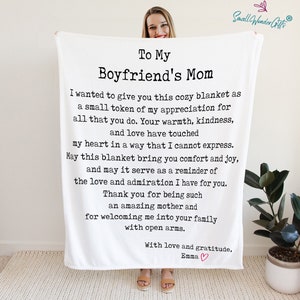 To My Boyfriends Mom Blanket, Boyfriends Mom Gift, Custom Name Blanket, Boyfriends Mom Birthday Throw Blanket, Personalized Minky Blanket