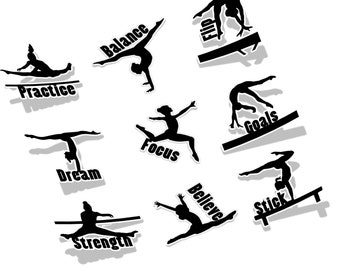 Gymnastics Vinyl Stickers, Gymnastics Gifts, Girl Gymnast Decal Stickers, Gymnastics Decorations Gift, Laptop Decal, Tumbling Stickers