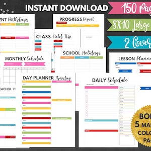 Teacher Planner Printable, Academic Planner For Teachers, School Teachers Organizer Notebook, Lesson Planner Instant Download For Teachers