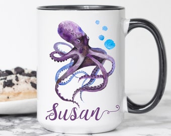Octopus Mug, Personalized Octopus Mug, Octopus Gift, Nautical Mug, Cute Octopus Mug, Kraken Coffee Mug, Octopus Lover Gift, Octopus Cup Gift