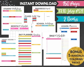 Teacher Planner Printable, Academic Planner For Teachers, School Teachers Organizer Notebook, Lesson Planner Instant Download For Teachers