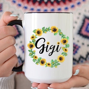 Gigi Mug, Grandma Mug, Mother's Day Gift, Sunflower Mug, Best Gigi Ever, New Grandma Gift Basket , First Time Grandmother Baby Announcement