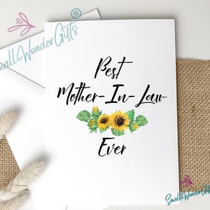 Mother-in-Law Greeting Card: Sunflower Design, Birthday or Thank You