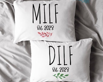 MILF DILF Gift, New Parents Pillow Cases, Push Present New Mom N Dad Parents Gift Expectant Parents, Couples Gift, Baby Shower Pillowcase