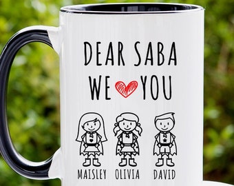 Jewish Grandpa Mug, Jewish Grandfather Gifts, Hebrew Saba Grandpa Birthday Gift, Dad Mug Gift, We Love You Dad, Jewish Grandpa Birthday Gift