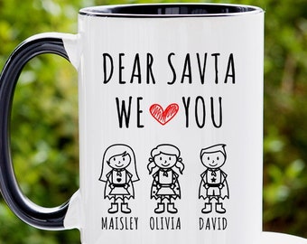 Jewish Grandma Mug, Personalized We Love You Savta Coffee Cup, Jewish Grandma Gifts, Custom Keepsake Mothers Day Grandmother Mug, Savta Mug