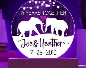 14th Anniversary Acrylic Plaque Circle, Personalized 14th Anniversary Gift Plaque, Ivory Wedding Gift, 14th Wedding Anniversary Gift For Her