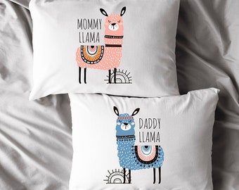 Mommy N Daddy Llama Pillow Cases Set, New Mom New Dad Parents, Llama Baby Shower Gifts, Couples Pregnancy Gift Basket, Expectant Parents