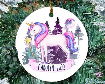 Personalized Unicorn Ornament, Unicorn Christmas Ornament, Girls Unicorn Ornament, Unicorn Tree Ornament, Cute Custom Unicorn Ornament Gift