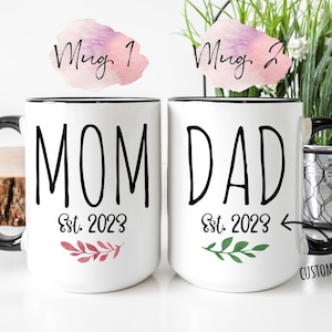 Mom and Dad Mugs, Expecting Mom Gift Cup, Push Present For New Parents, Pregnancy Announcement, Expecting Parents Gift, Mom To Be Gift
