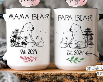 Mama Papa Bear Mugs New Parents Mug New Mom Gift Mama & Papa Mugs Mama Bear Papa Bear Baby Shower New Mom Mug New Parents Gift Push Present