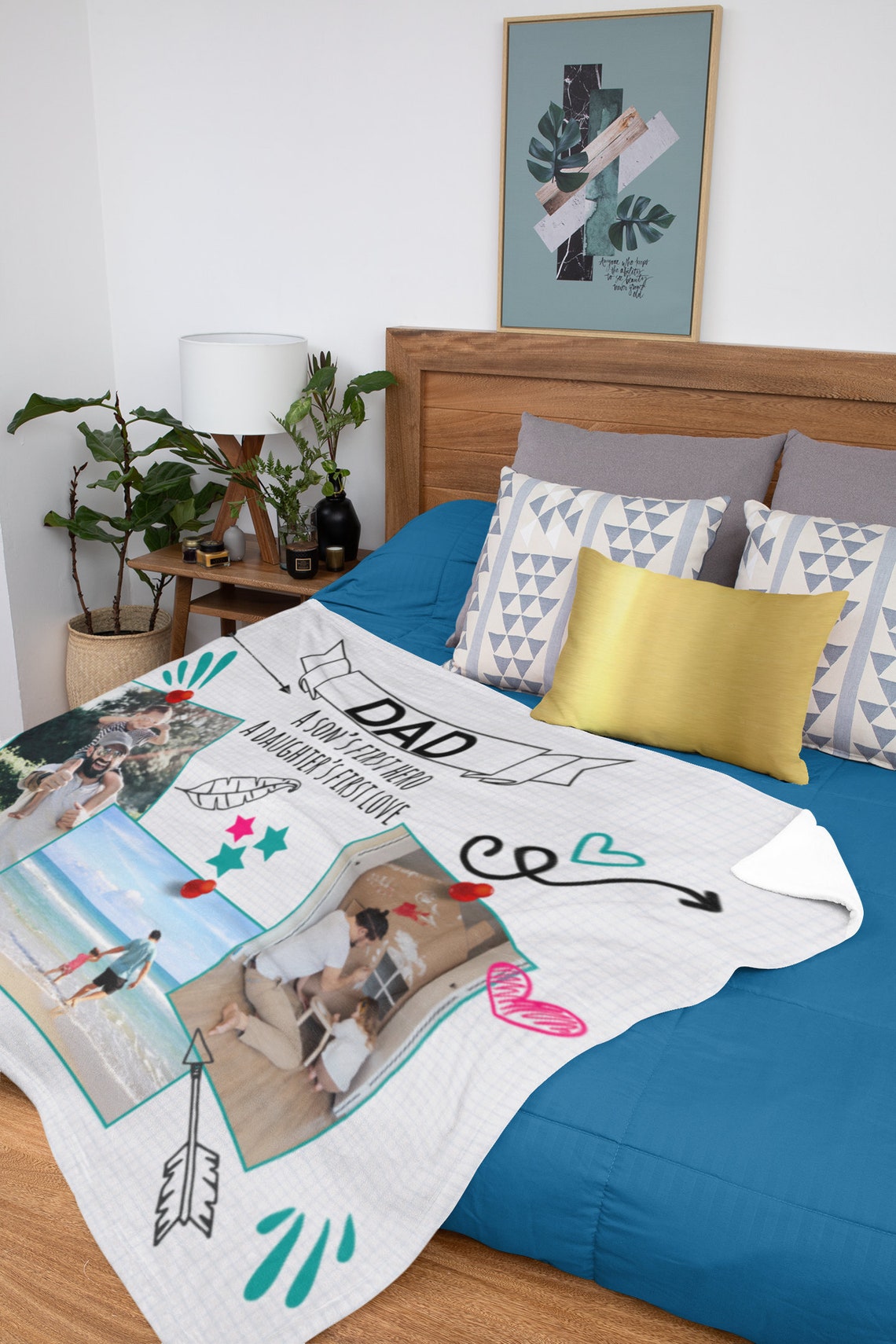 Dad Photo Blanket Dad Gift Best Dad Ever Personalized Fleece Etsy