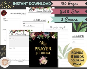 Prayer Journal Printable, Bible Study Journal, Premium Bible Journal, Bible Reading Journal, Christian Notebook, Bible Journaling Templates