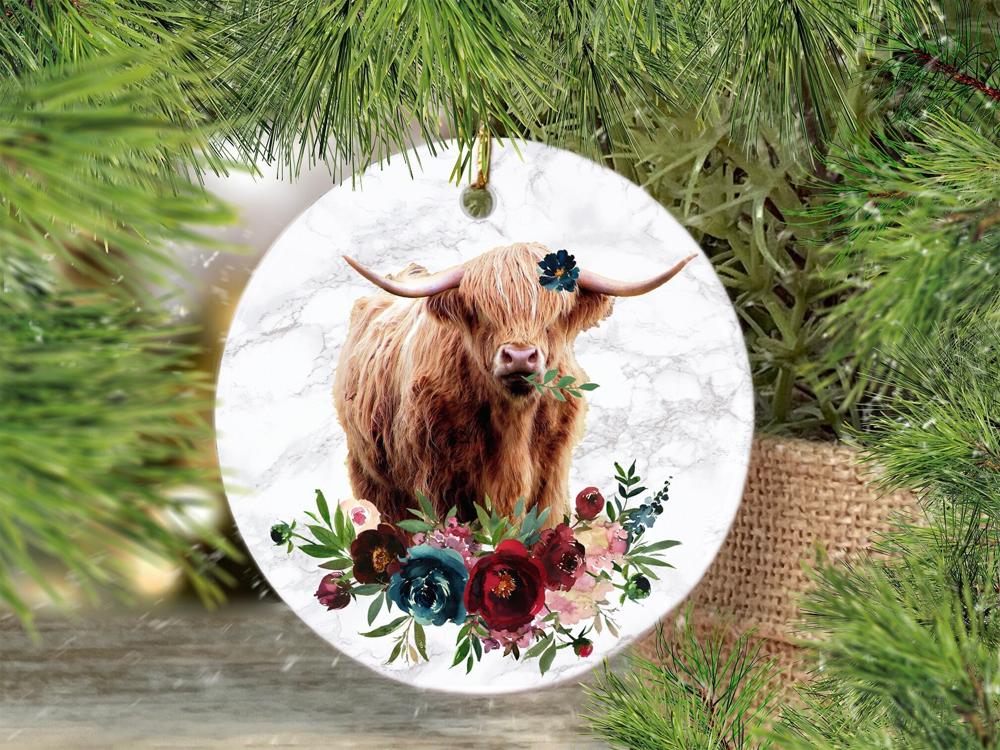 Highland Cow Ornament Cow Ornament Christmas Tree Farm - Etsy