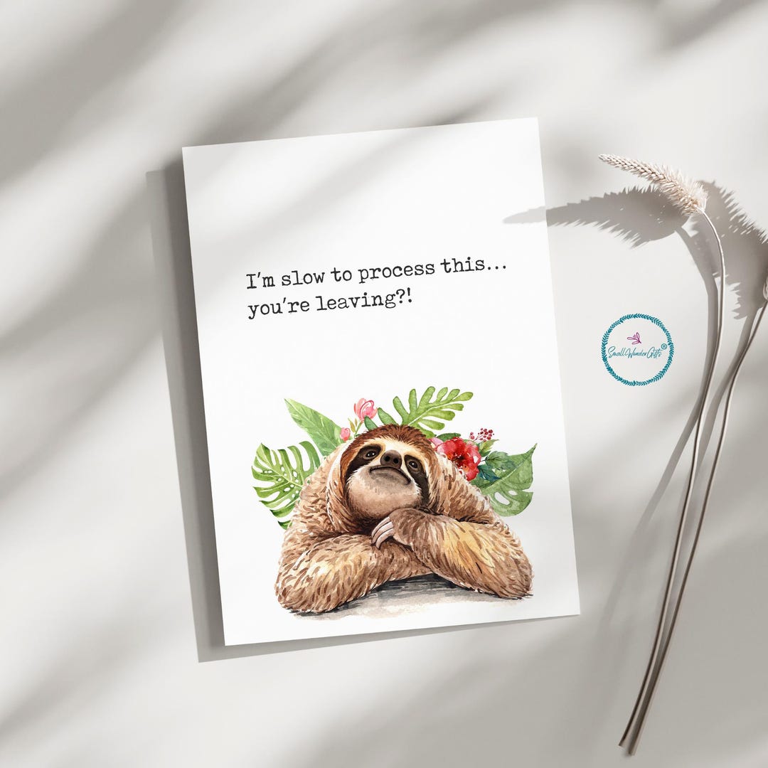 Coworker Leaving Card Funny Sloth Farewell Office Goodbye Gift Work ...