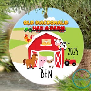 Personalized Old MacDonald Had a Farm Tractor Ornament, Nursery Rhyme Boy 2025, Baby Boy First Christmas Ornament, Custom Toddler Ornament