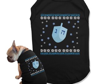 Dog Hanukkah Shirt, Ugly hanukkah Dog Sweater , Hanukka Dreidel Small Dog Pajamas, Jewish Dog Clothes, Hanukkah Gift Gelt Dog Pet Clothing