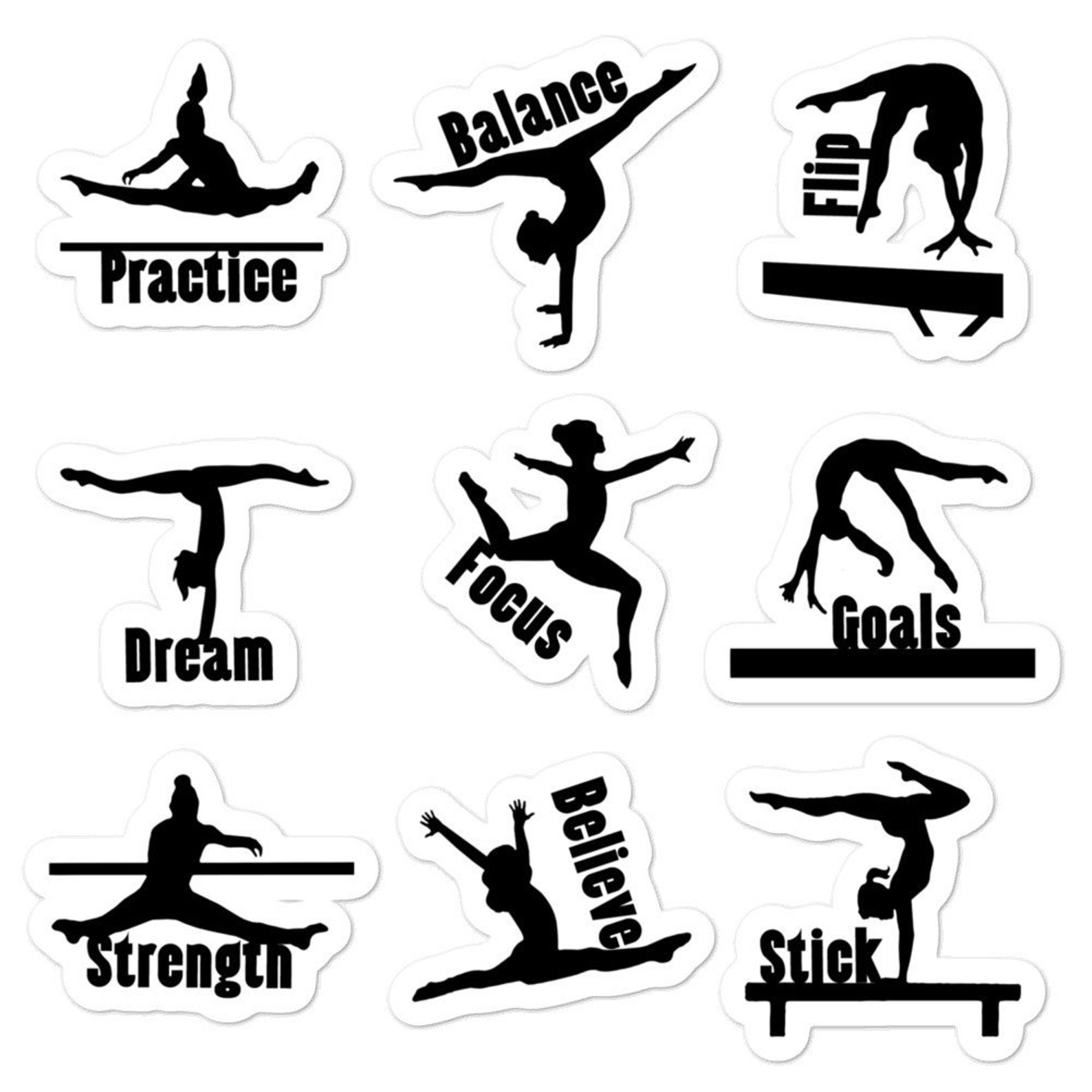 Gymnastics Vinyl Stickers Gymnastics Gifts Girl Gymnast - Etsy
