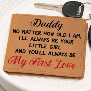 Billetera para papá, regalo para papá de mi hija, regalo del Día del Padre, regalo para el padre de la novia, billetera de cuero marrón plegable para hombre, billetera para mi papá para hombres