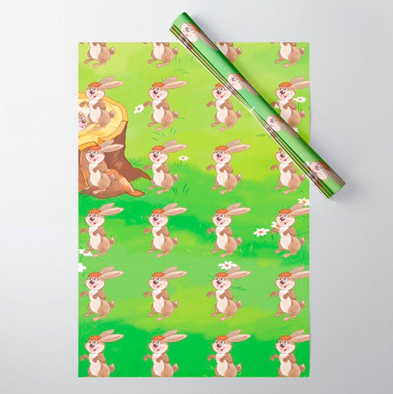 Bunny Wrapping Paper Set Of 5 Sheets Gift Wrap Cute Easter Etsy