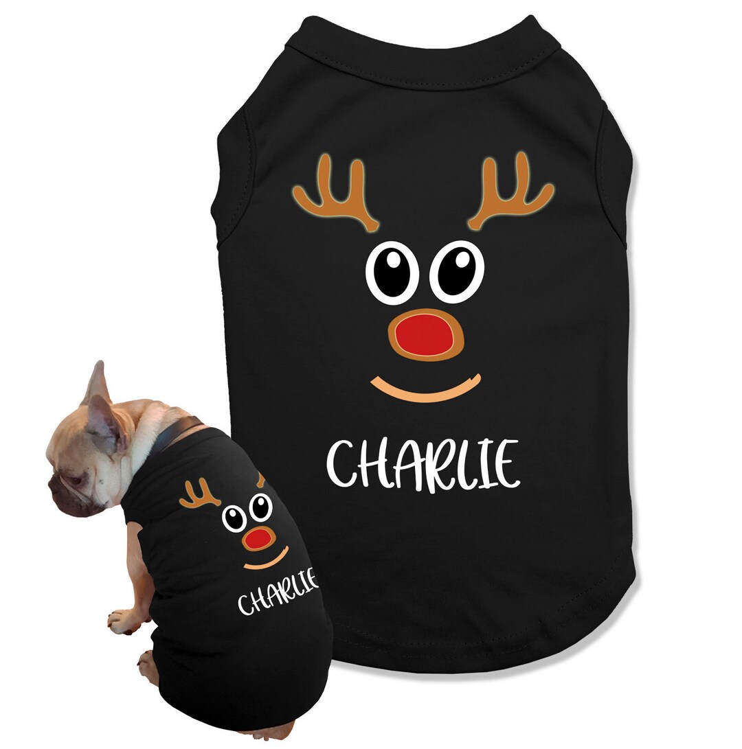 Christmas Dog Clothes, Dog Christmas Elk Dog Outfit Shirt, Dog Sweater, Reindeer Face Small