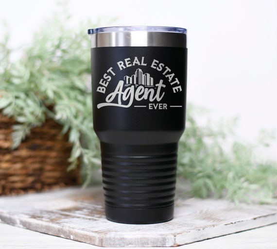 Real Estate Agent Coffee Tumbler for Men, Personalized Thank You Gift,  Closing Present From Client, Best Real Estate Agent Travel Mug 