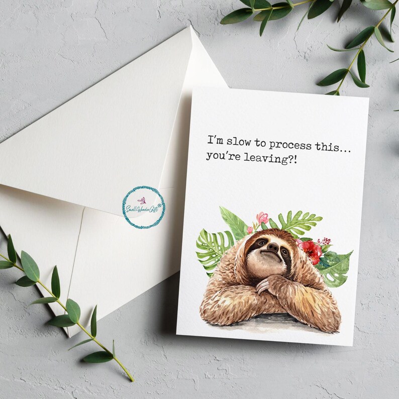 Coworker Leaving Card Funny Sloth Farewell Office Goodbye Gift Work ...