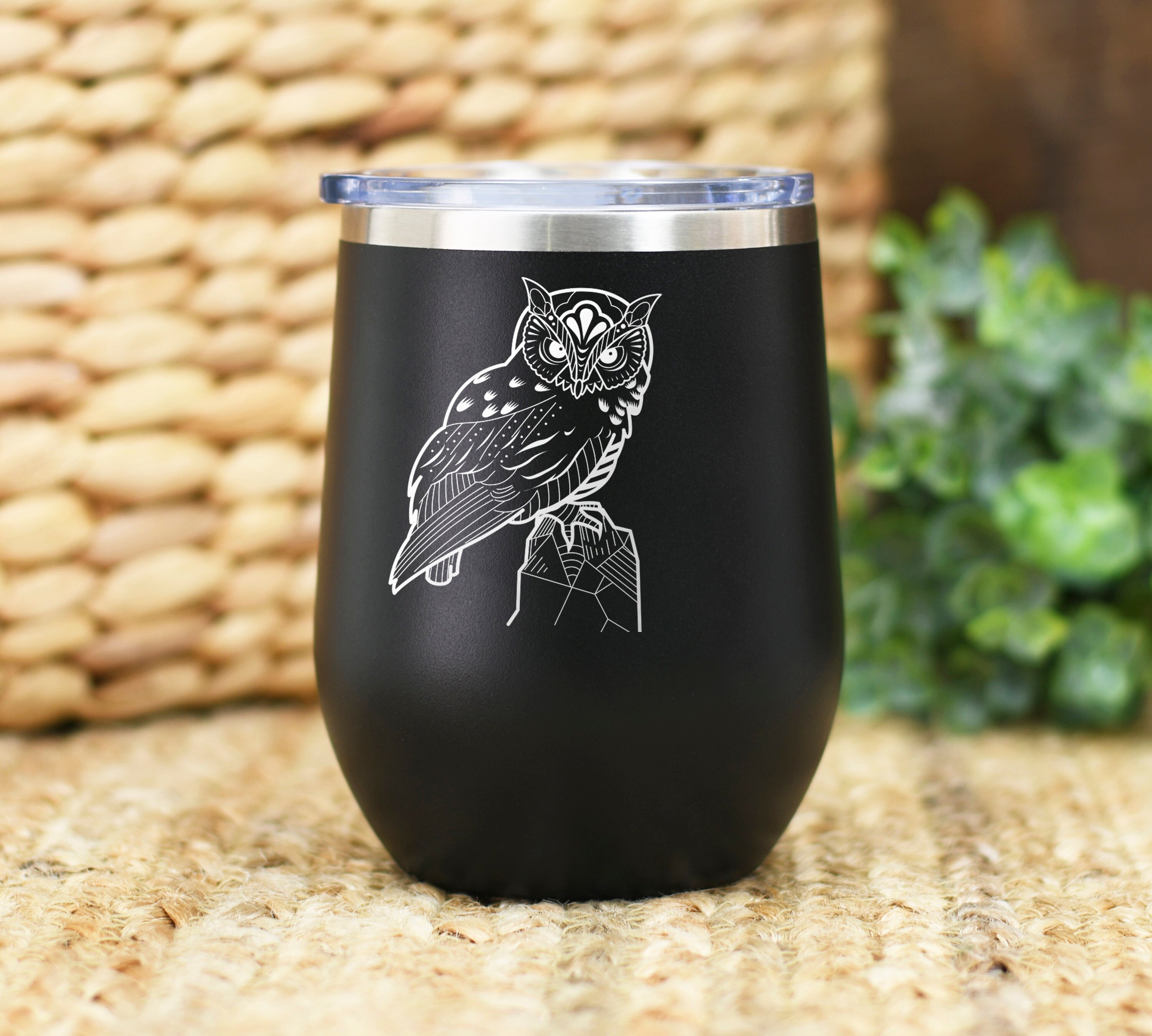 Owl Tumbler Super Owl Engraved Stainless Steel Wine Tumbler Etsy