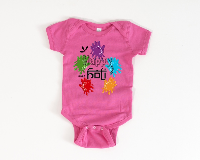 Happy Holi Kids Shirt Cute Newborn Gift Indian Baby Shower Hindu Toddler Celebration TShirt First Holi Baby Gift My 1st Holi Hai Shirt