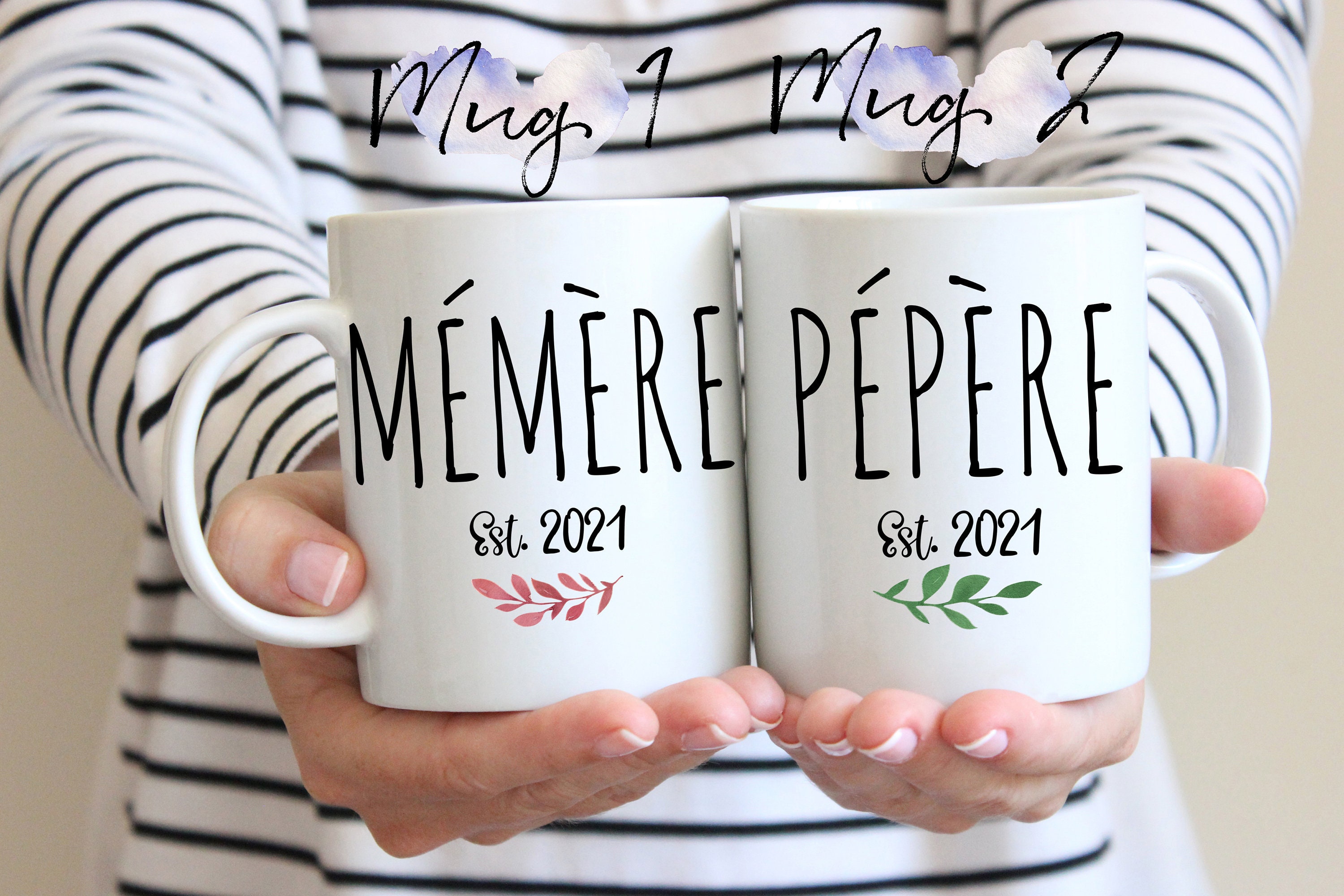 Memere and Pepere Mugs French Grandparents Gifts New Memere | Etsy