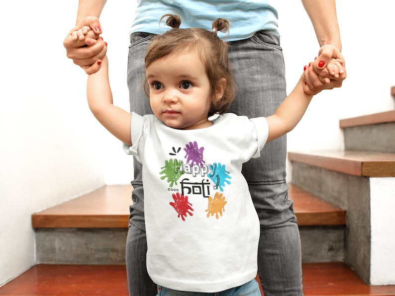 Happy Holi Kids Shirt Cute Newborn Gift Indian Baby Shower Hindu Toddler Celebration TShirt First Holi Baby Gift My 1st Holi Hai Shirt