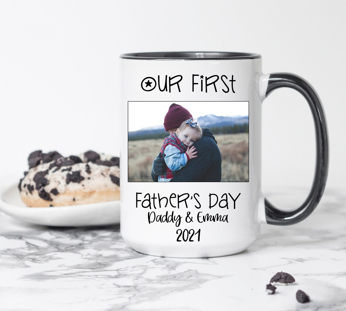 This 1st father's day mug can be personalized with your photo, names and date. It's sure to be a sentimental gift for every dad.