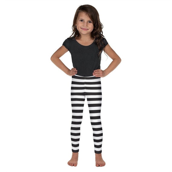 Prisoner Costume Pants, Jail Prison Halloween Kids Leggings, Black