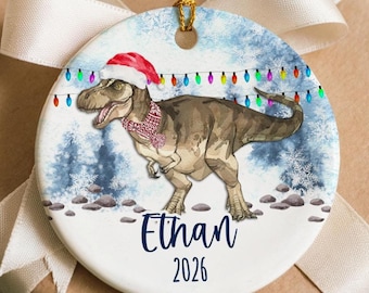 T Rex Ornament- Personalized Dinosaur Christmas Keepsake for Kids Custom Name Gift for Boys