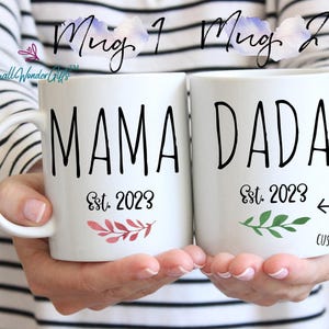 Mama & Dada Mugs Set, Expecting Parents Gift, Gifts for New Mom and Dad, Dad mug, Baby Shower Gift Est Mugs, New Mom Mug, New Parents Gift