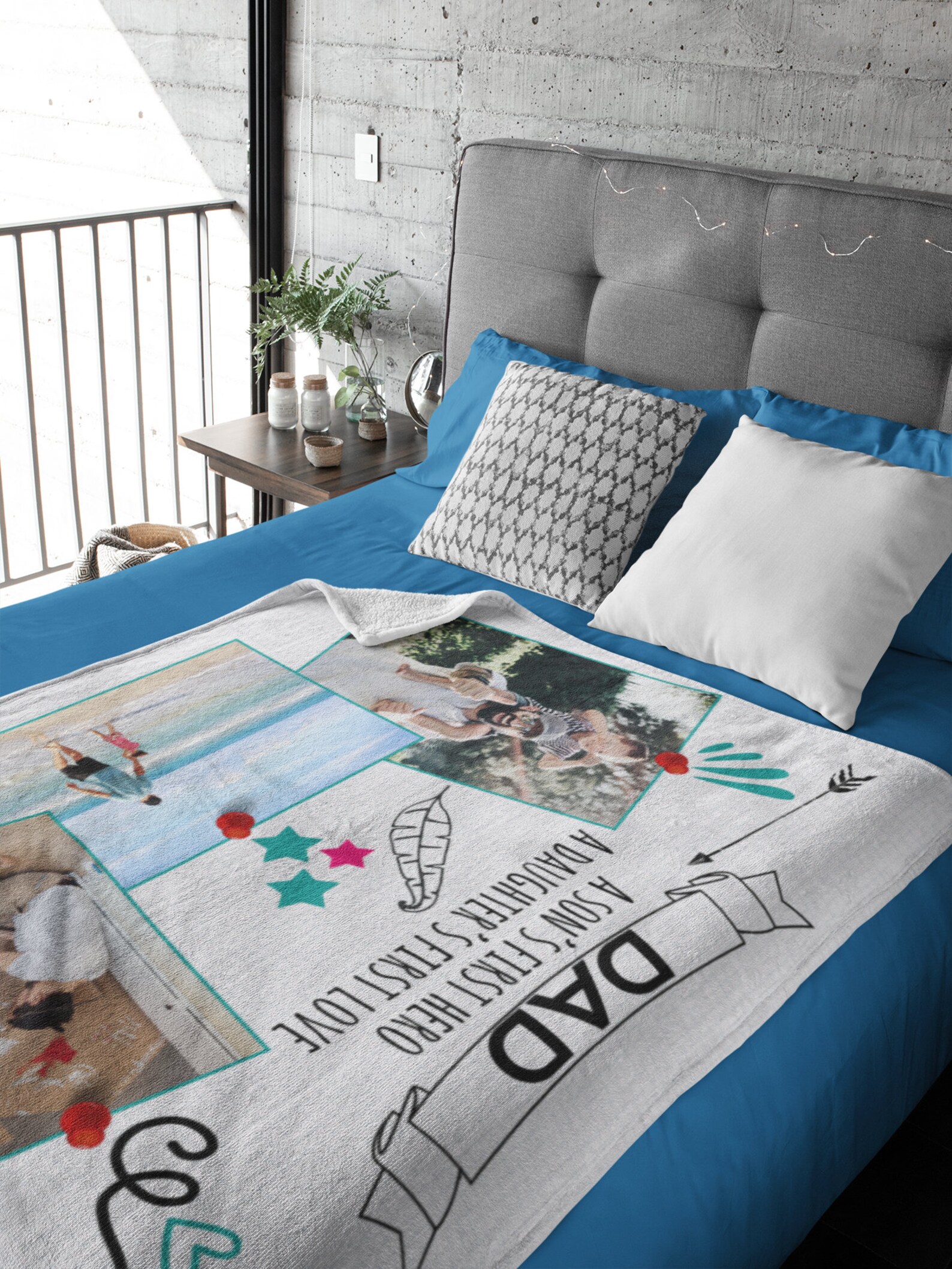 Dad Photo Blanket Dad Gift Best Dad Ever Personalized Fleece Etsy