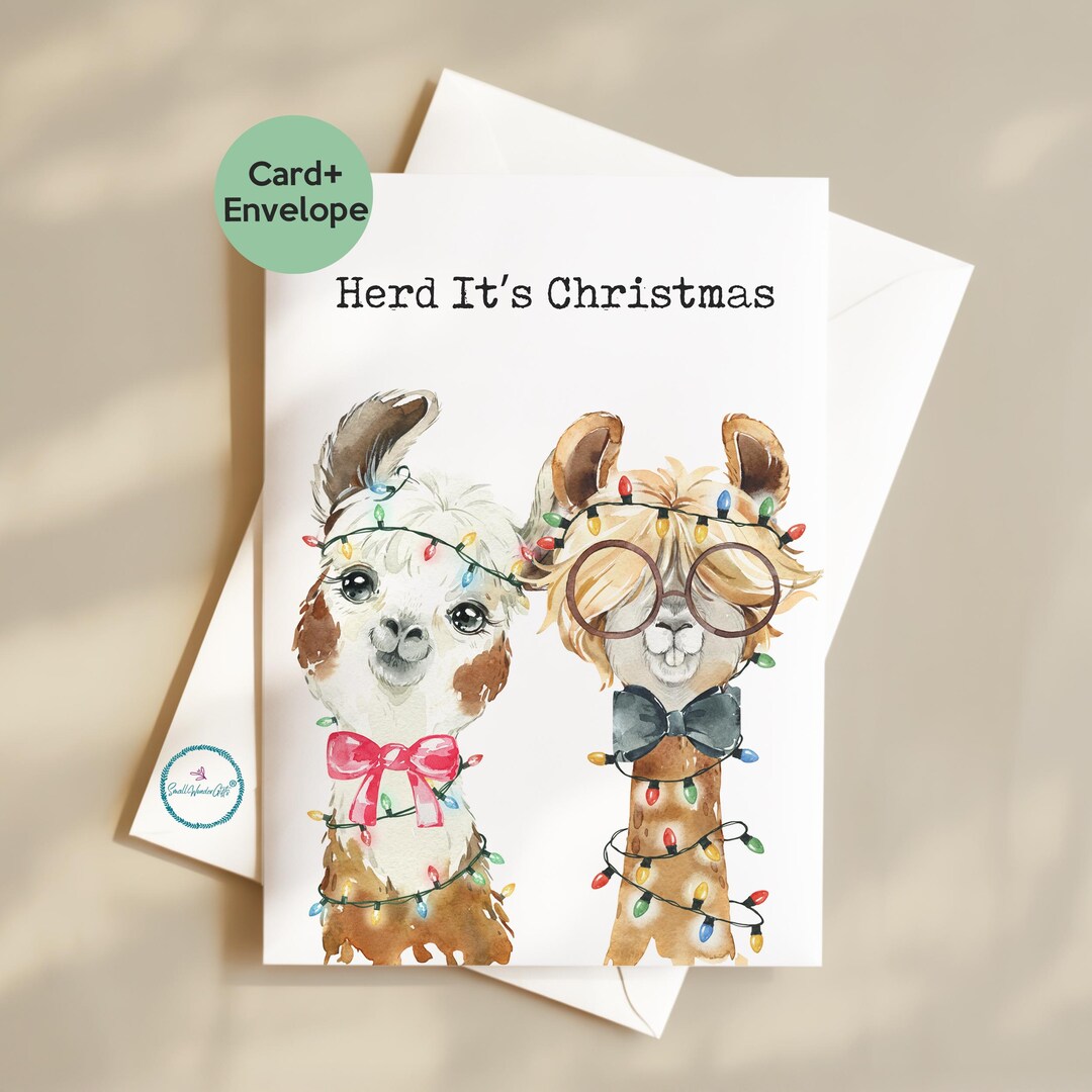 Alpaca Christmas Card Llama Design Holiday Greeting Funny Animal