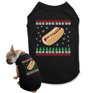 Christmas Dog Outfit, Christmas Dog Clothes, Small Dog Shirt, Hotdog Ugly Christmas Jumper, Dog Sweater, Xmas Dog Pajamas, Pet Clothing